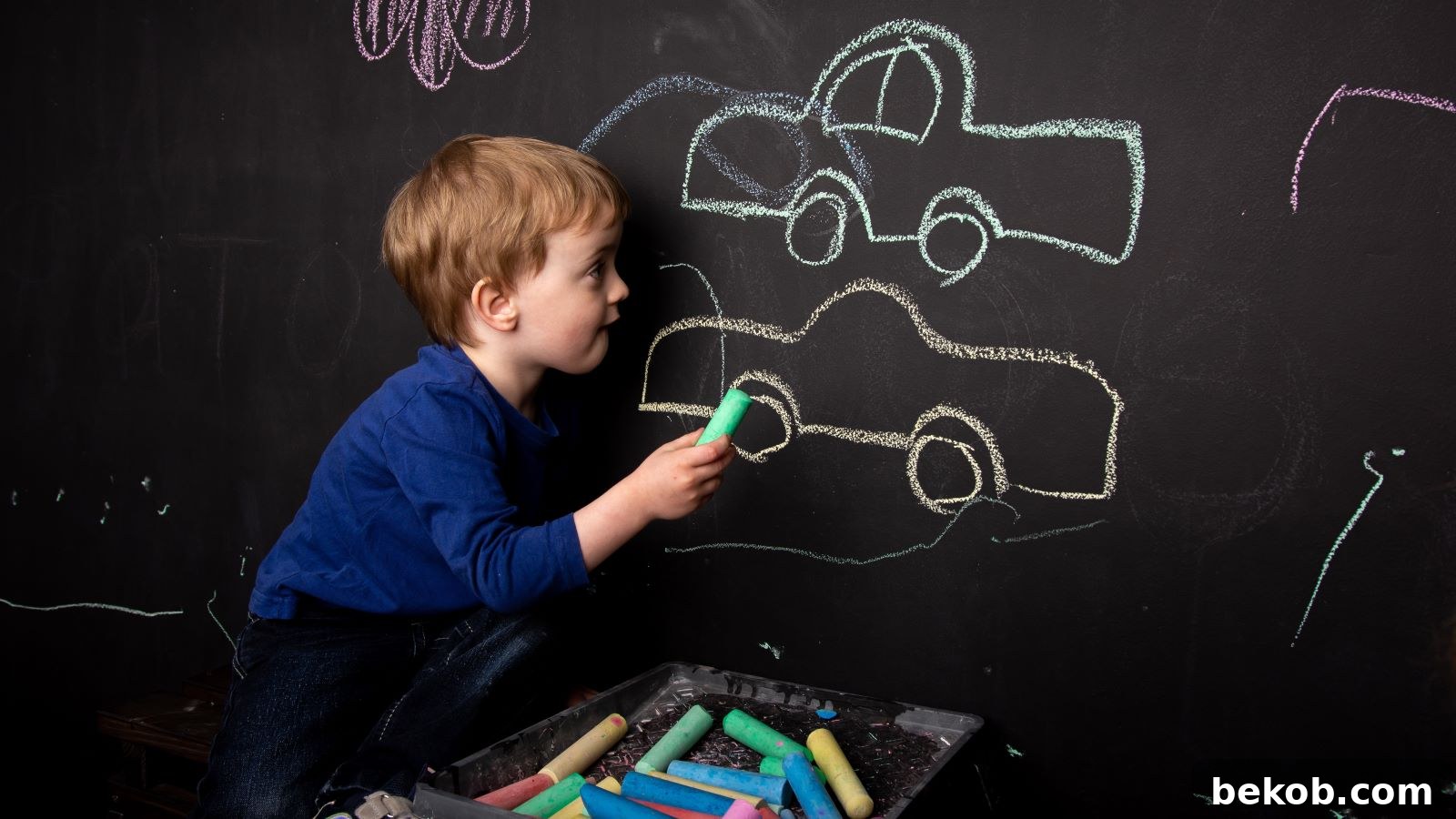 Girl Drawing Chalkboard