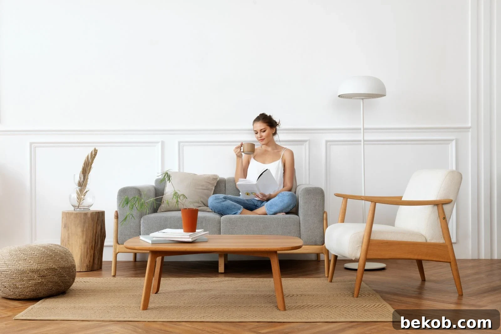 Minimalism Woman On Couch
