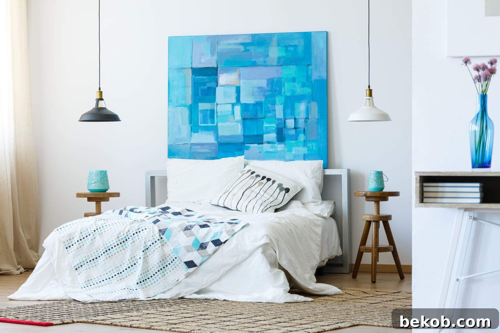 Blue Bedroom: Transform your bedroom into a peaceful retreat with tranquil tones of blue, green, and gray.