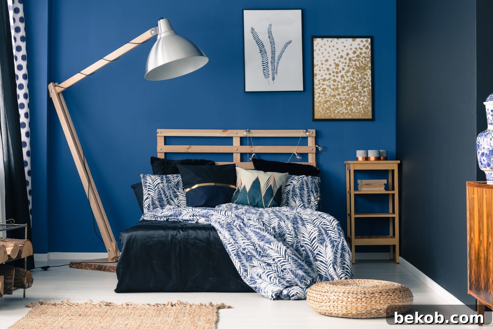 Blue Accent Wall: Infuse vibrancy and character into your bedroom with a bold and beautiful accent wall.
