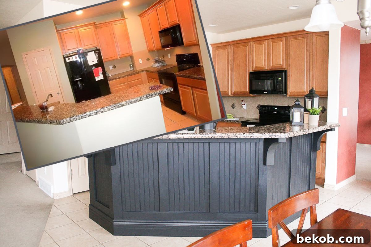 Before and After Kitchen Island Makeover Transformation