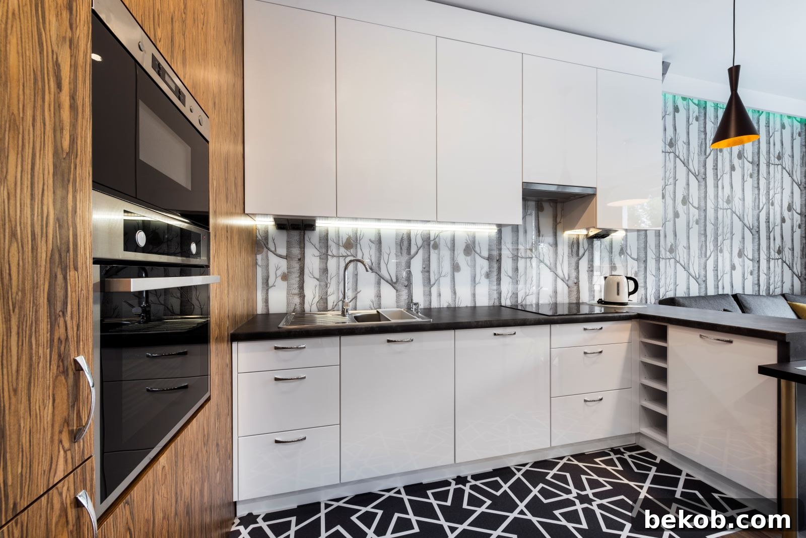 Unique Hand-Painted Artistic Kitchen Backsplash