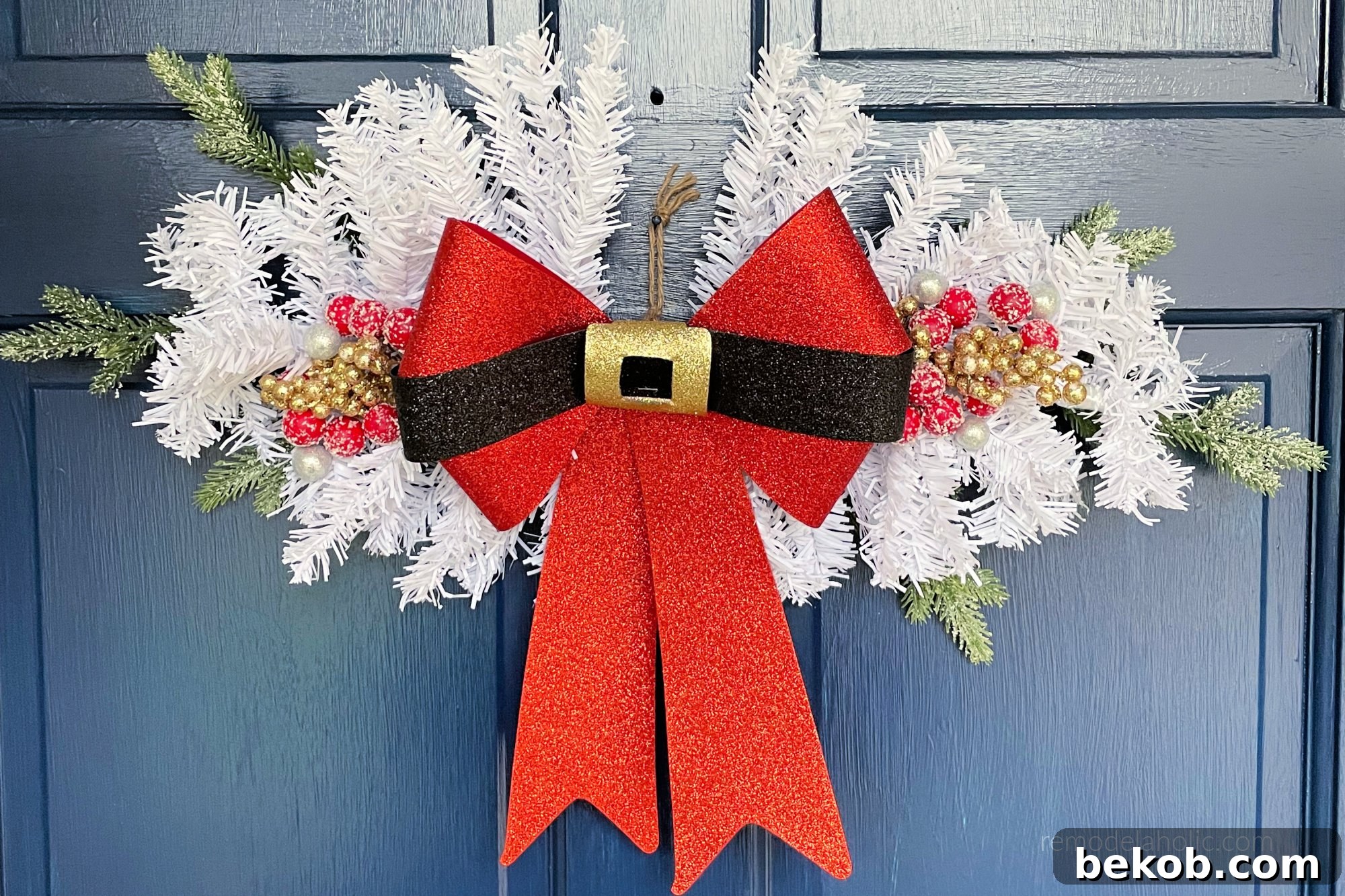 Dollar Tree DIY Christmas Swag for Front Door or Stairs, Remodelaholic