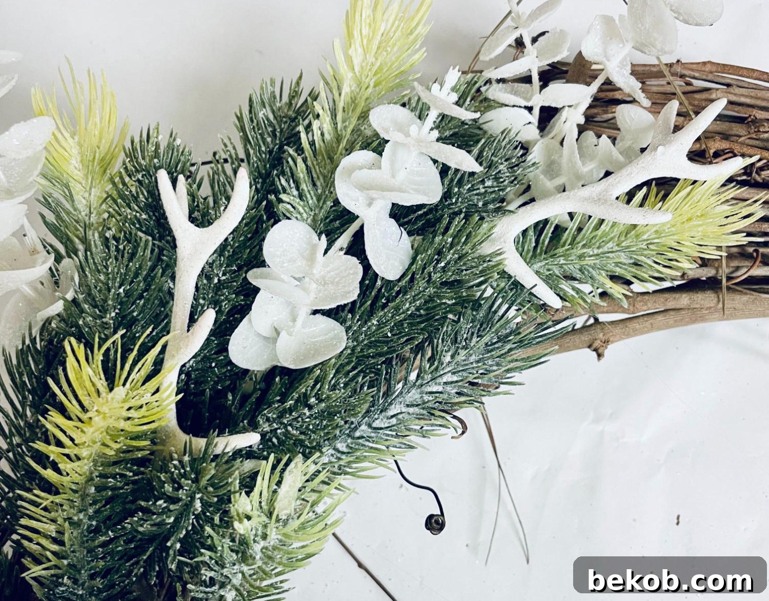 Affordable 30 Minute Dollar Tree Christmas Wreath 9 Simple DIY Dollar Tree Christmas Wreath Tutorial, Add Eucalyptus And Mini Antlers, Remodelaholic