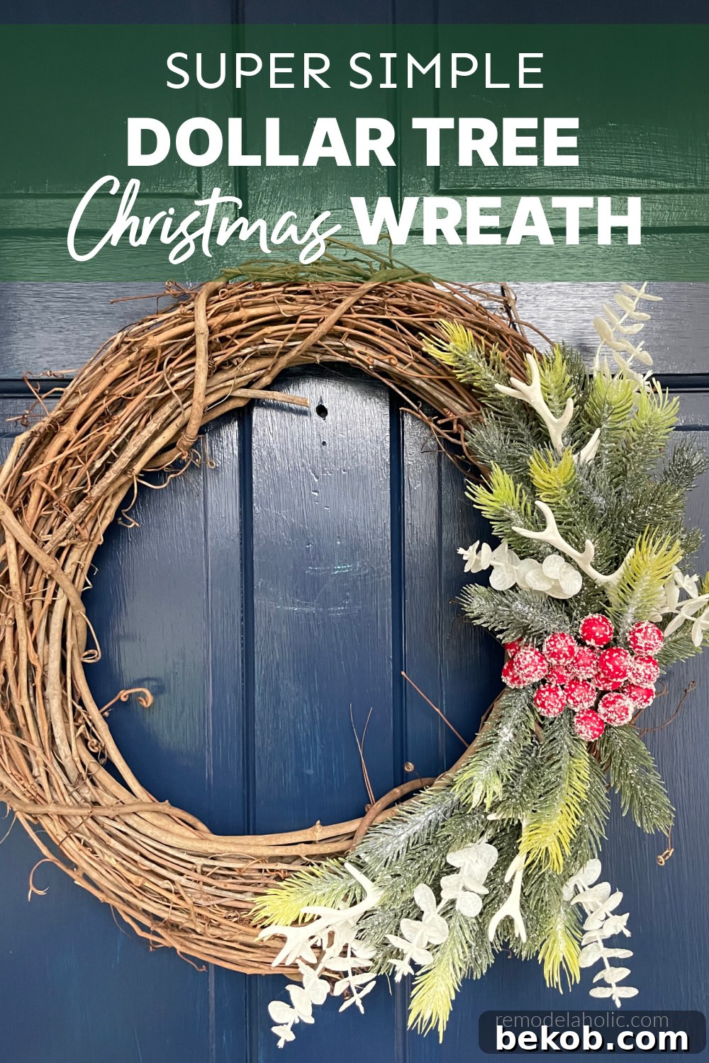 Affordable 30 Minute Dollar Tree Christmas Wreath 14 Simple Woodland Dollar Tree Christmas Wreath Tutorial, Remodelaholic
