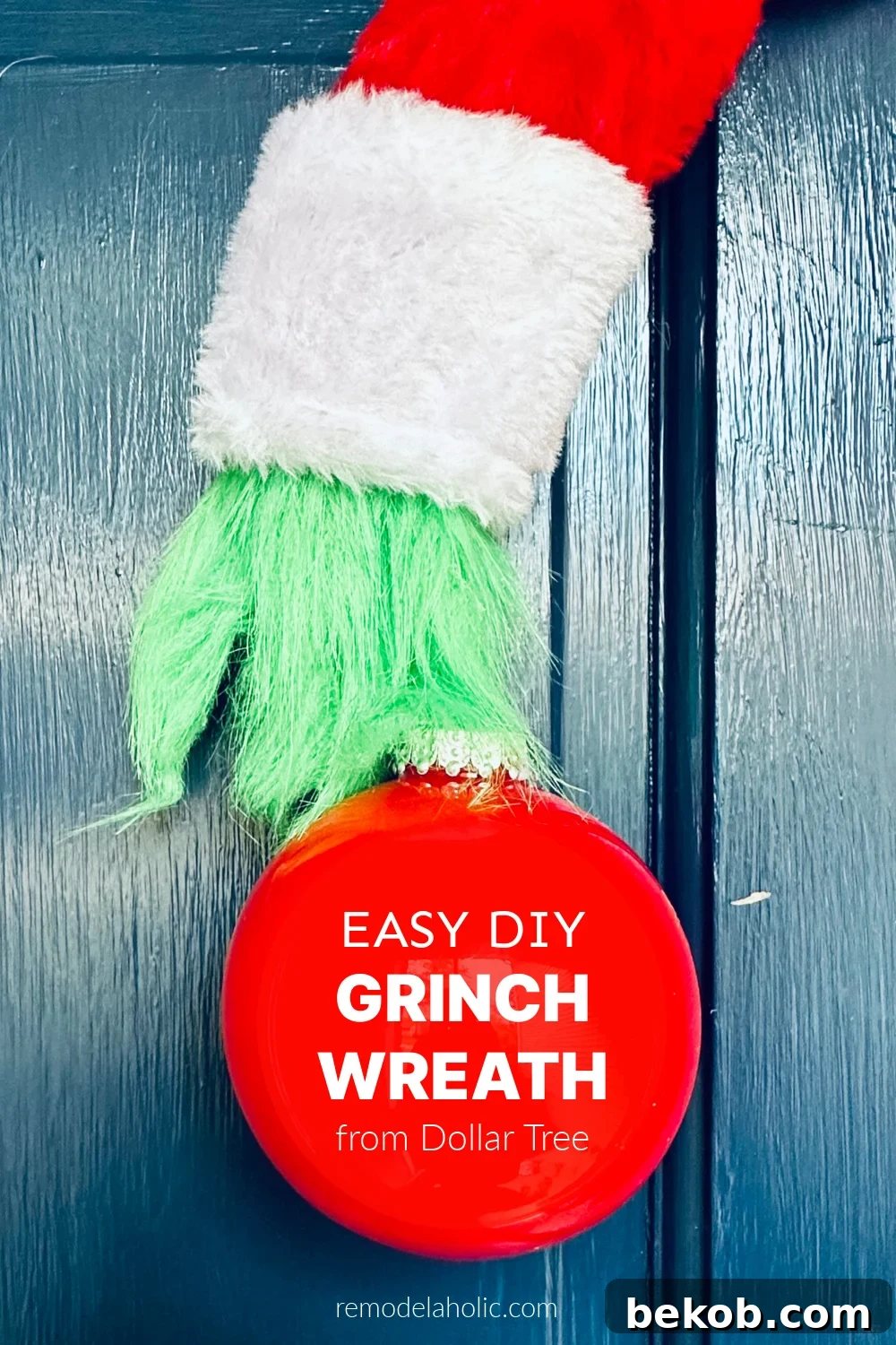 Easy DIY Grinch Wreath From Dollar Tree For Festive Whimsical Christmas Door Decor Remodelaholic