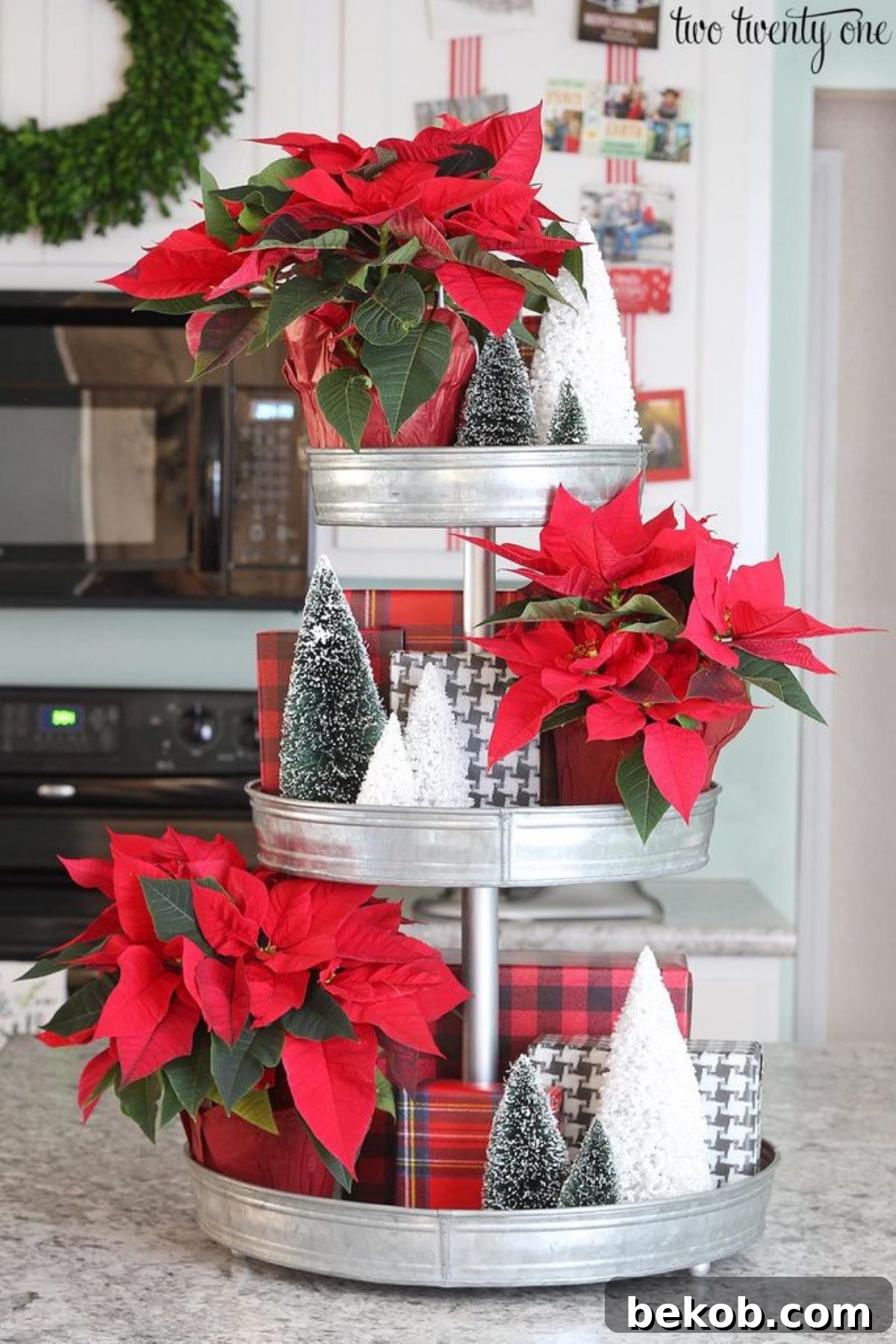 Tiered Metal Tray Poinsettia Two Twenty One