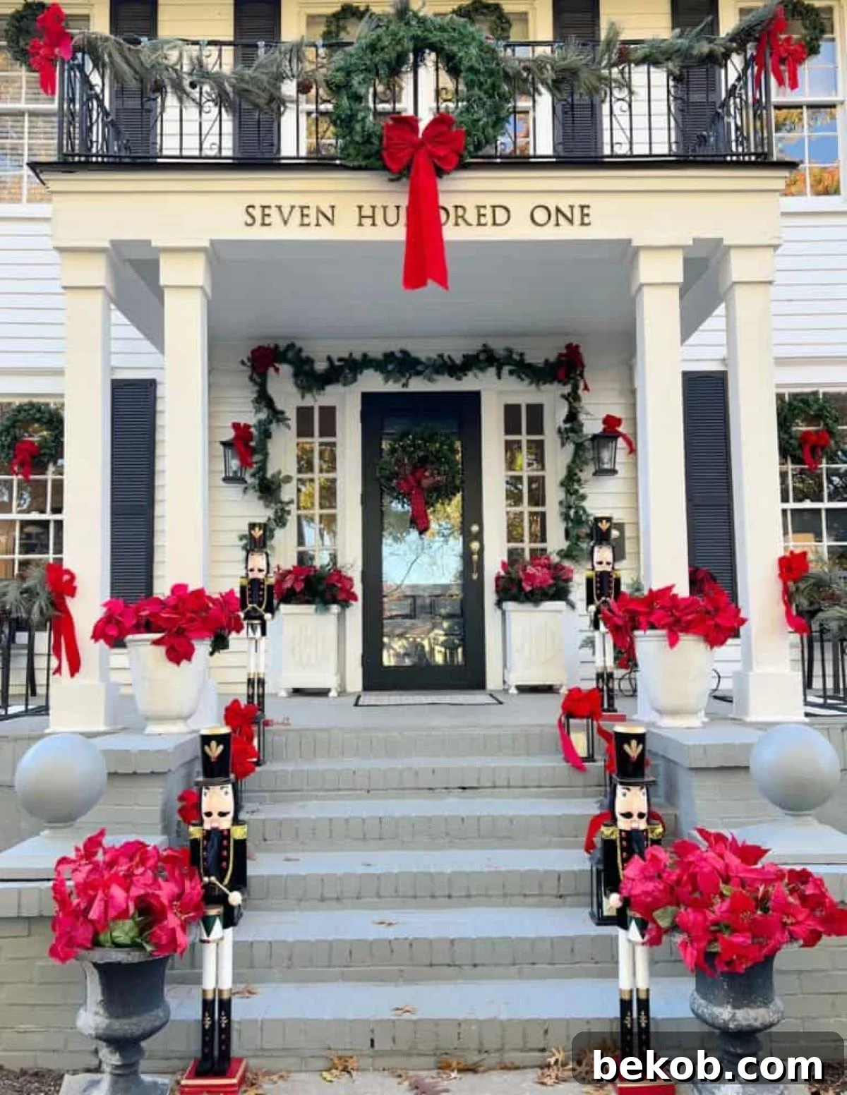 Bow And Poinsettia Outdoor Decor Thistle Wood Farms