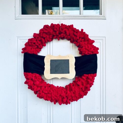 Finished Easy DIY Santa Belt Wreath