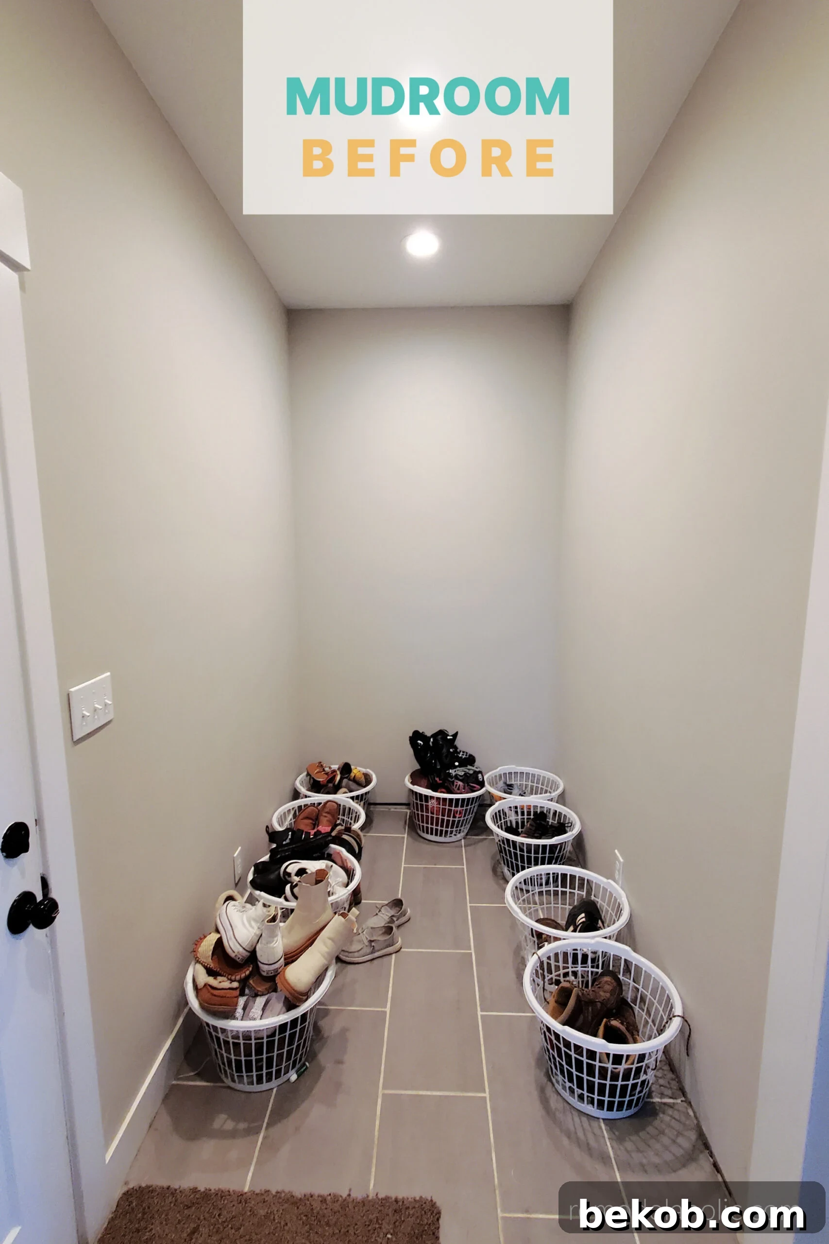 Mudroom Before Ikea Hack Mudroom Bench Installation, Remodelaholic