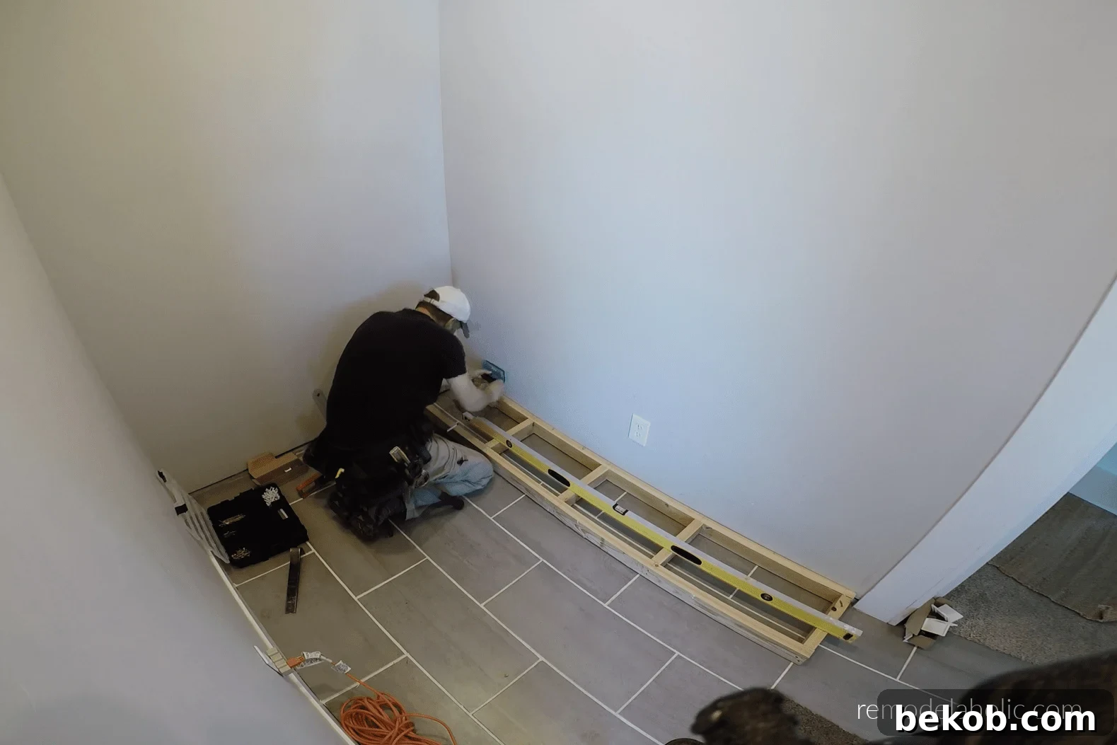 Install Cabinet Base For Ikea Mudroom Bench Cabinets Drawers, Remodelaholic