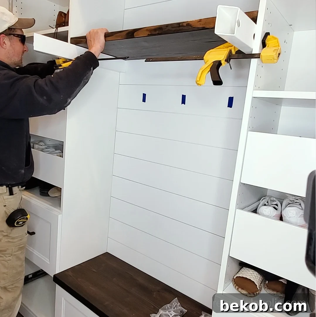 Trim And Install 2x6 Shelf In Ikea Mudroom Bench Cabinet Unit, Remodelaholic