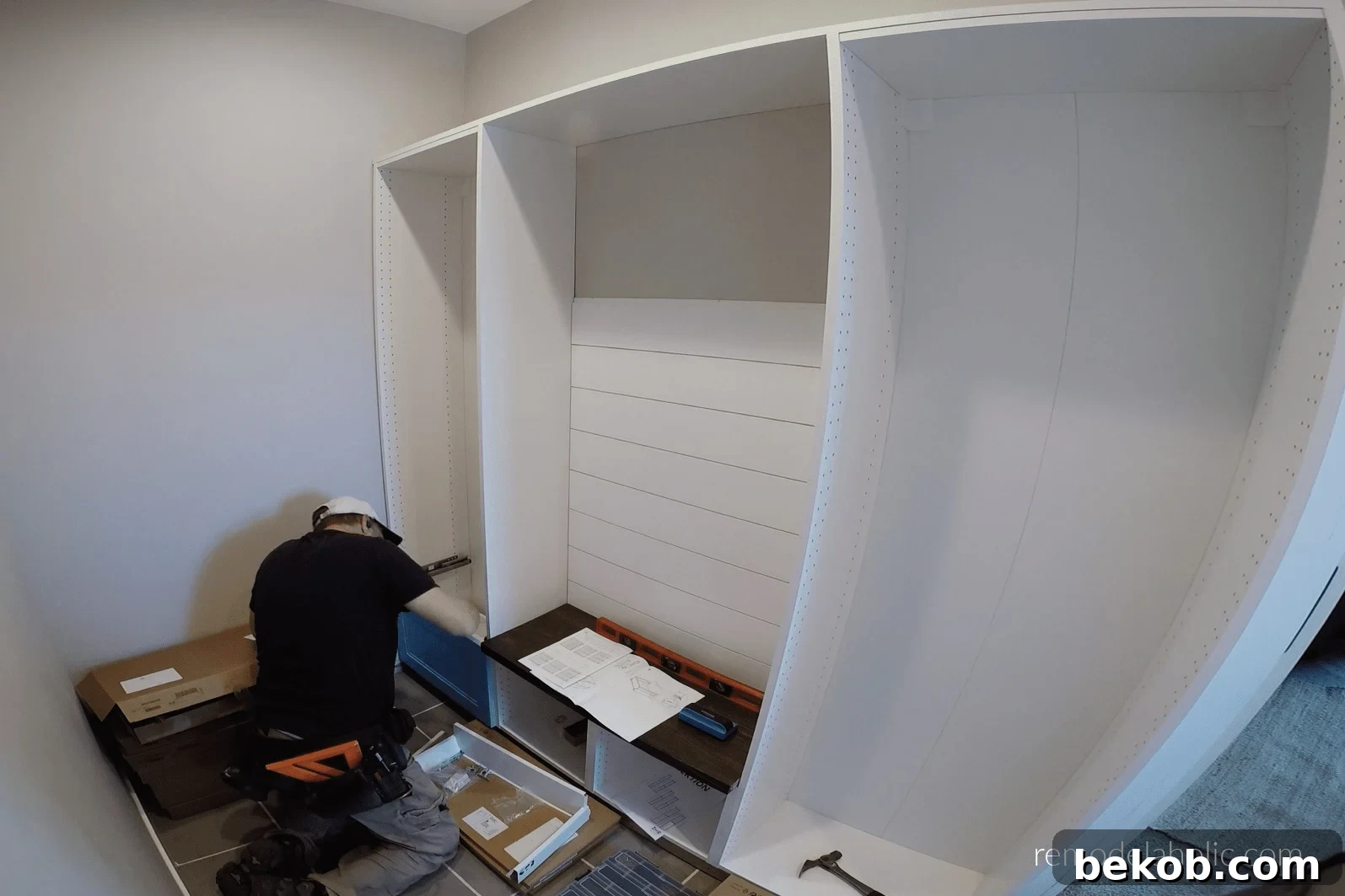 Install Drawers In Ikea Cabinets For Mudroom Bench With Shoe Storage Drawers, Remodelaholic