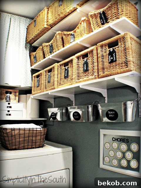 Laundry Area with Creative Storage Solutions