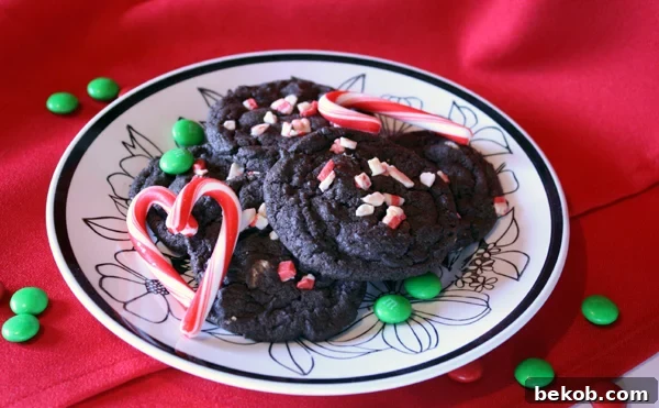 Delicious Chewy Chocolate Cookies with Peppermint Chips
