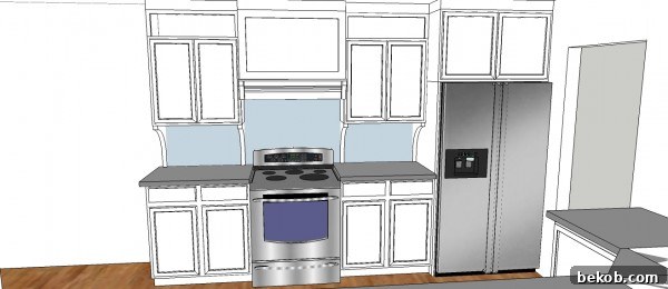 Kitchen rendering 2, presenting an alternative design concept for the upcoming kitchen renovation.