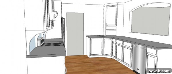 Kitchen rendering 3, illustrating yet another design option and layout idea for the modern kitchen remodel.