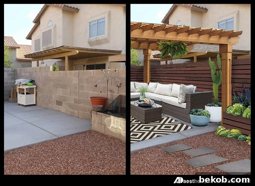 Pretty Patio Featured Image • AD Aesthetic for Remodelaholic - A beautifully designed patio with an outdoor rug, furniture, and planters creating a cozy ambiance.