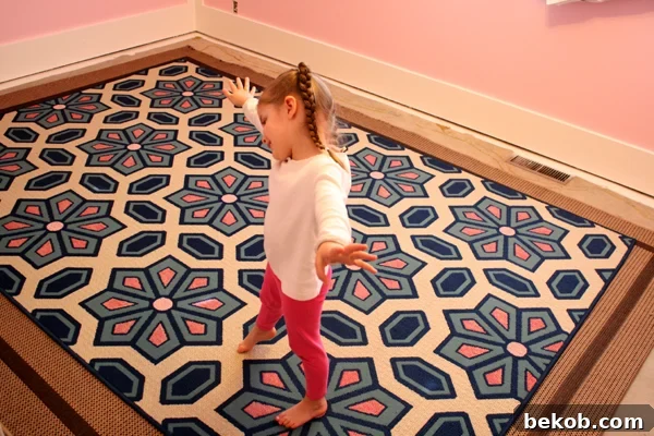 Etta's Finished Painted Rug in Room