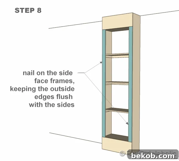 step 8 bult-in bookshelves