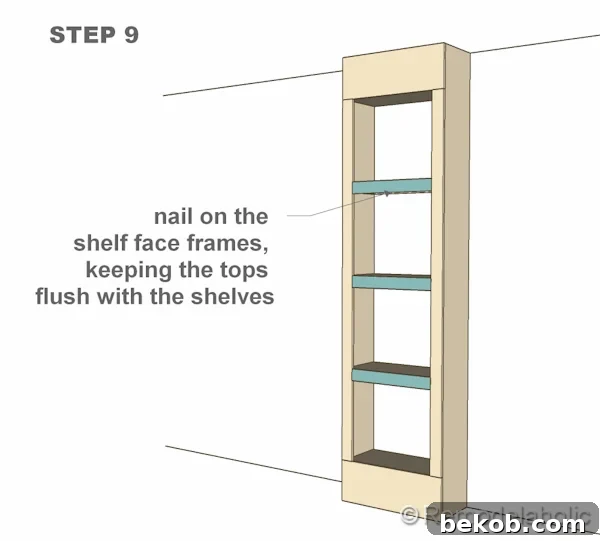 step 9 bult-in bookshelves