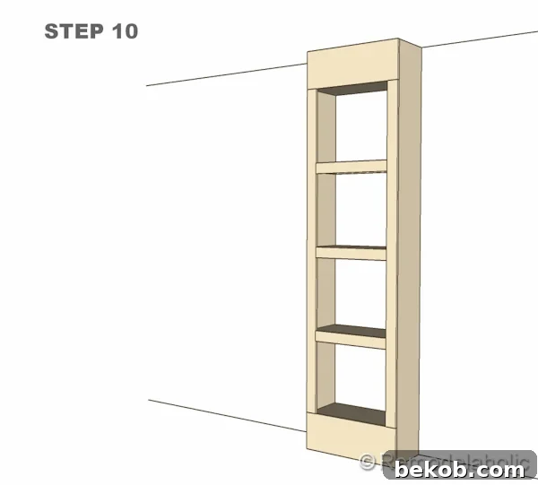 step 10 bult-in bookshelves