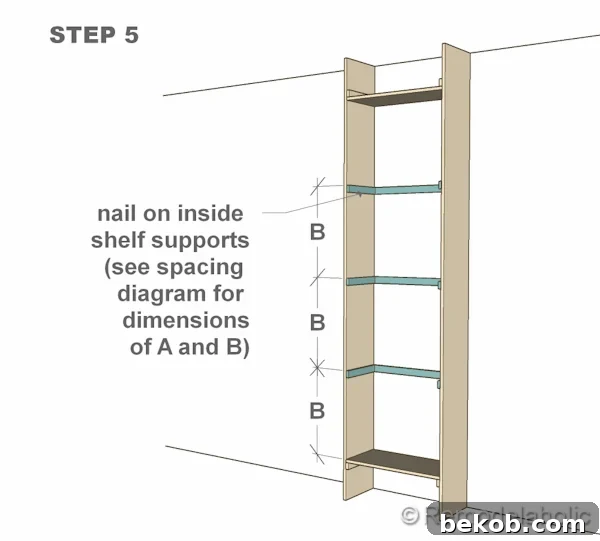 step 5 bult-in bookshelves