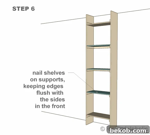step 6 bult-in bookshelves