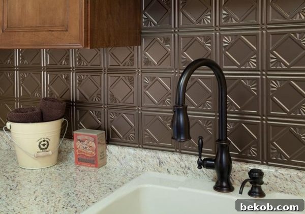 Faux Tin Tile Kitchen Backsplash