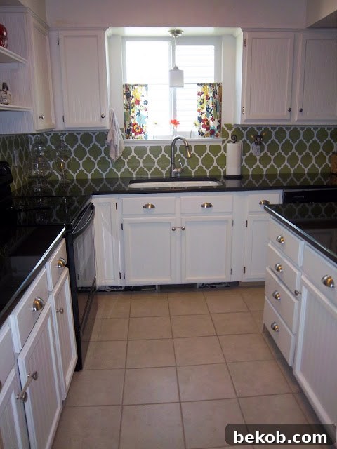 Stenciled Kitchen Backsplash