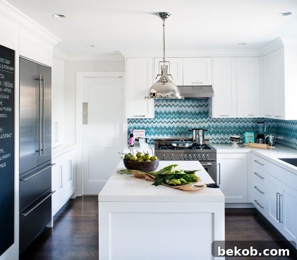 Turquoise Chevron Mosaic Kitchen Backsplash