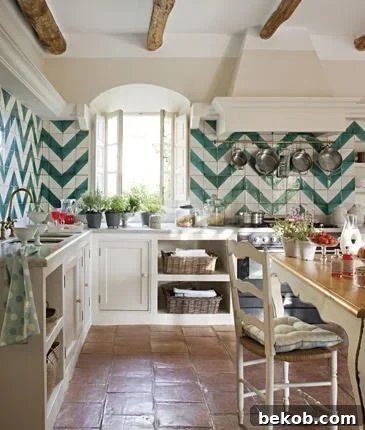 Green Chevron Tile Kitchen Backsplash