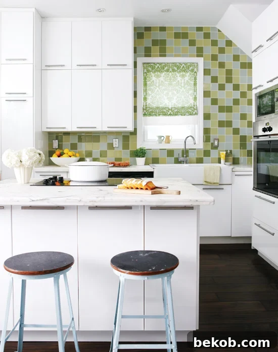 Green Glass Backsplash Accent Wall