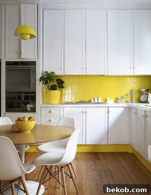 Yellow Vertical Subway Tile Kitchen Backsplash