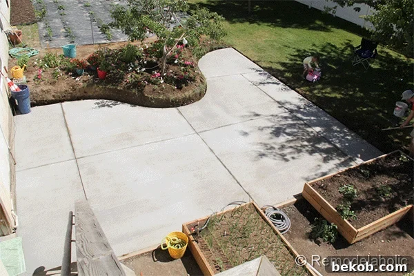 Child Riding Bike on Newly Finished Concrete Patio