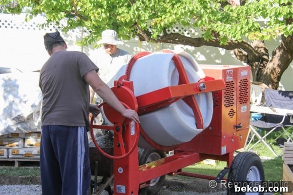 Loading Concrete Mix into the Mixer