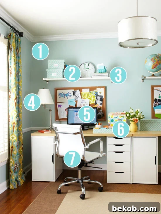 Get This Look - 7 Tips for Easy Home Office Organization via Remodelaholic.com