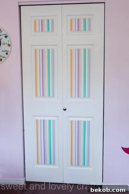 Charming Washi Tape Closet Doors by Sweet and Lovely Crafts, with colorful tape accents