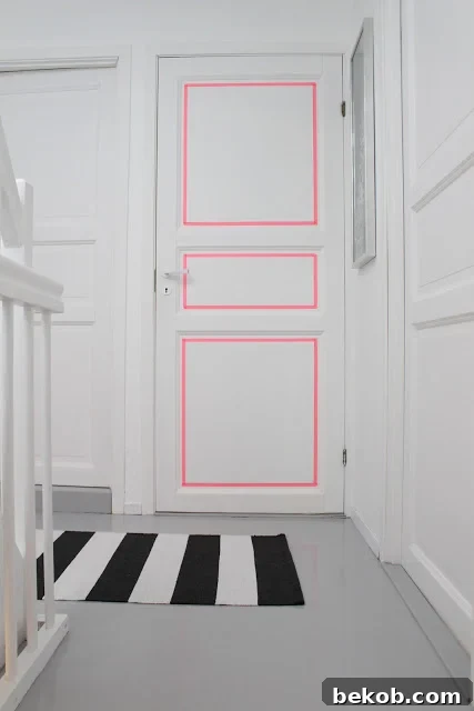 Modern Washi Tape Door Design by Tretoen, outlining a door frame with tape