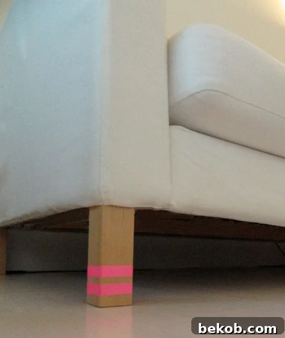 Stylish Accent Furniture Legs with Washi Tape by PoppyTalk, featuring patterned tape on a table's legs