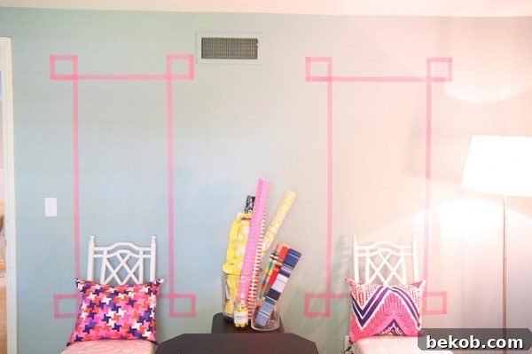 Decorative Washi Tape Architectural Wall Frames by Pencil Shavings Studio, mimicking wall paneling