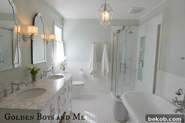 Elegant Master Bath Remodel featuring glass shower