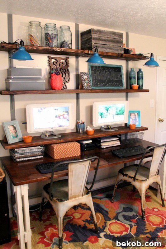 Styled Easy Rustic Wall Shelves in Home Office