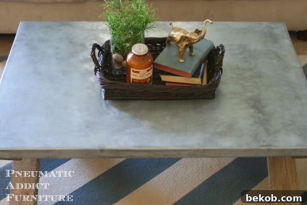 Zinc Top Coffee Table, Pneumatic Addict