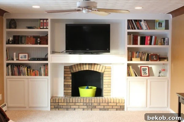 Cabinets Built-In Around a Fireplace Remodel by Beautiful Mess