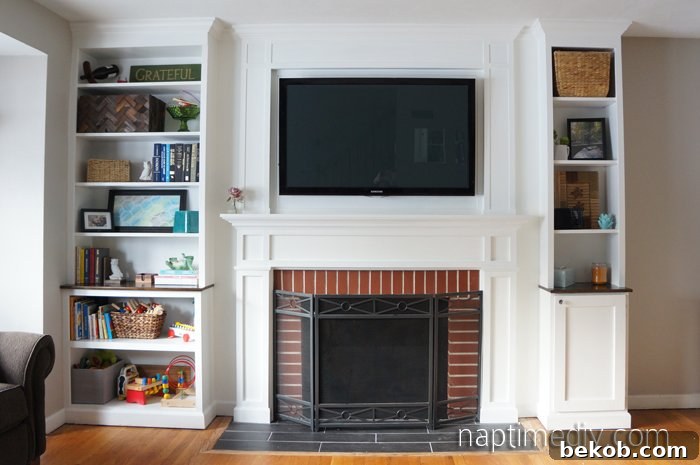 Brick Fireplace Makeover with Built-Ins by Naptime DIY