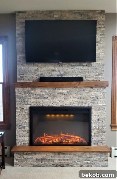 DIY Stone Fireplace by Boxwood Design Co