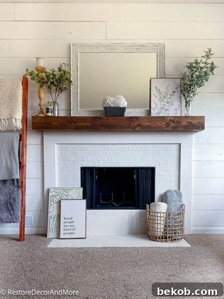 DIY Faux Brick Fireplace Redo from Tile by Restore Decor and More