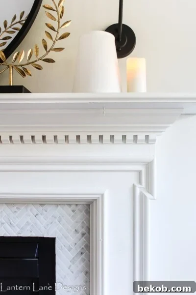 Fireplace Makeover with Peel and Stick Tile by Lantern Lane Designs