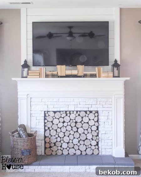 Faux Fireplace and Mantel DIY Tutorial by Bless'er House